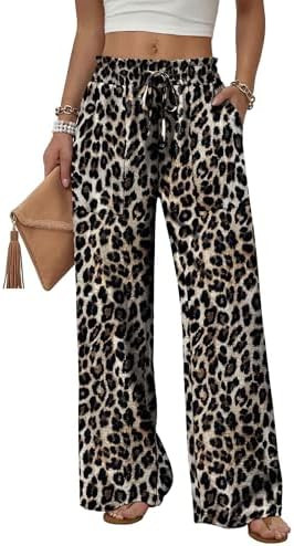 WIHOLL Women's Wide Leg Pants with Pockets Drawstring Loose Trousers Business Work Pants Summer B... | Amazon (US)