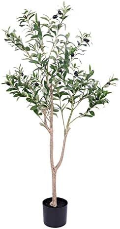 JUSTOYOU 4ft (47in) Tall Artificial Olive Tree, Fake Olive Tree in Pot, Large Artificial Plants w... | Amazon (US)