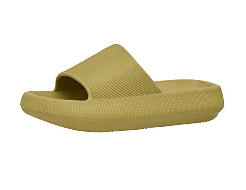 CUSHIONAIRE Women's Feather cloud recovery slide sandals with +Comfort, Yellow 7 | Amazon (US)