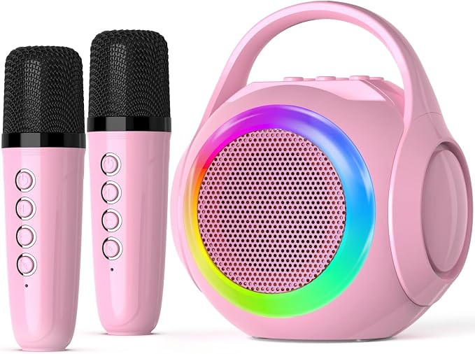 Mini Karaoke Machine for Kid with 2 Microphones, Bluetooth Toddler Karaoke Toy with LED Lights, R... | Amazon (US)