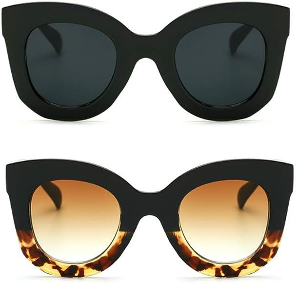 Butterfly Sunglasses Semi Cat Eye Glasses Plastic Frame Clear Gradient Lenses | Amazon (US)