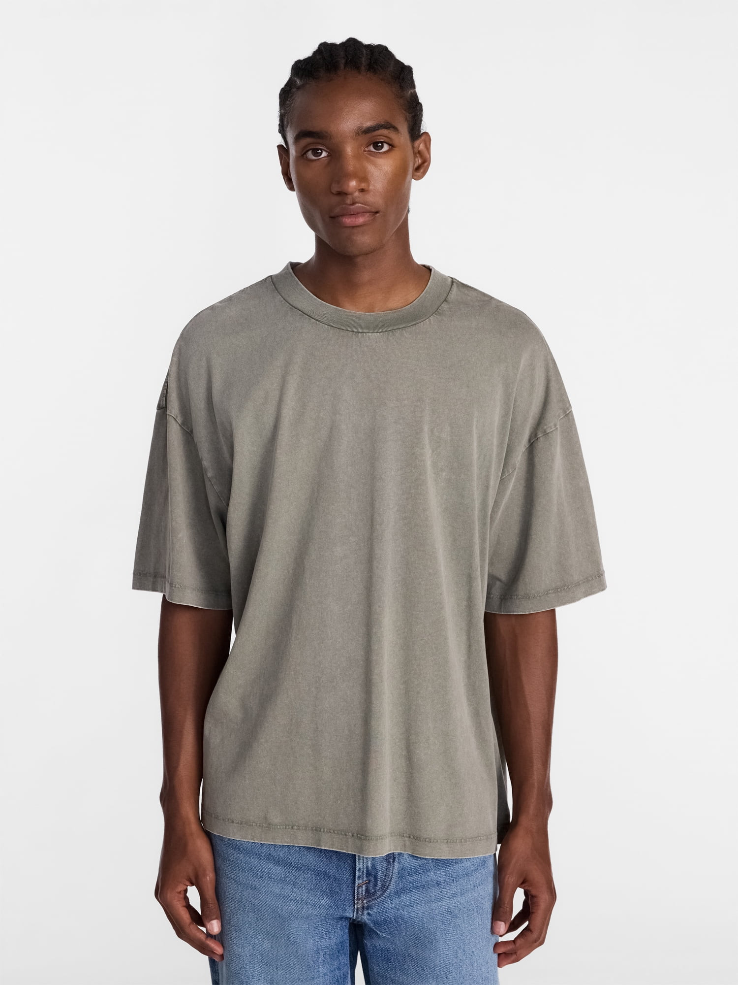No Boundaries Men's Oversized Boxy Tee Shirt with Short Sleeves, XS-4XLT | Walmart (US)