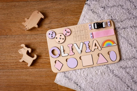 Montessori Busy Board  Personalized Puzzle  Sensory Activity - Etsy | Etsy (US)