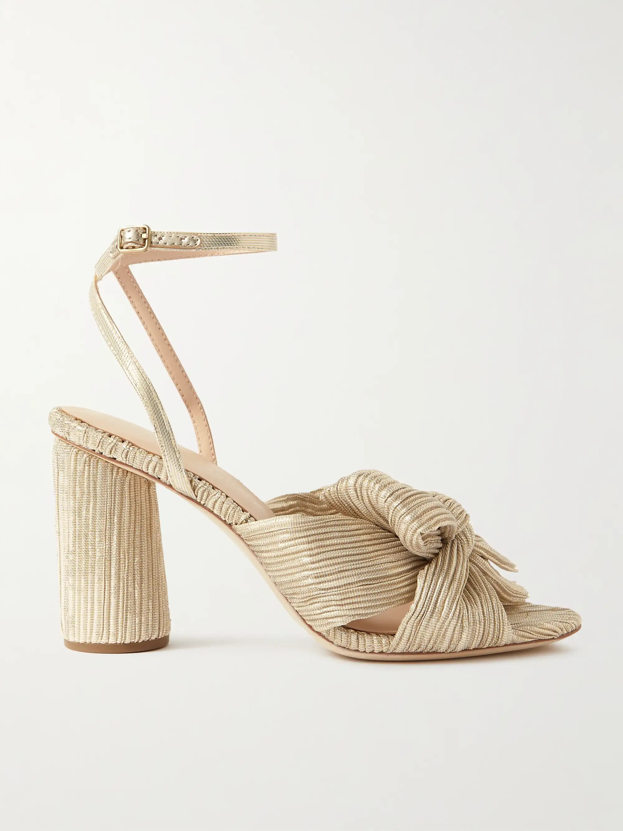 Camellia bow-embellished metallic lamé sandals | NET-A-PORTER (UK & EU)
