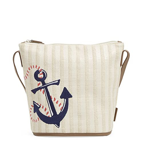 Vera Bradley Women's Straw Bucket Crossbody Purse, Regatta Anchor Navy, One Size | Amazon (US)