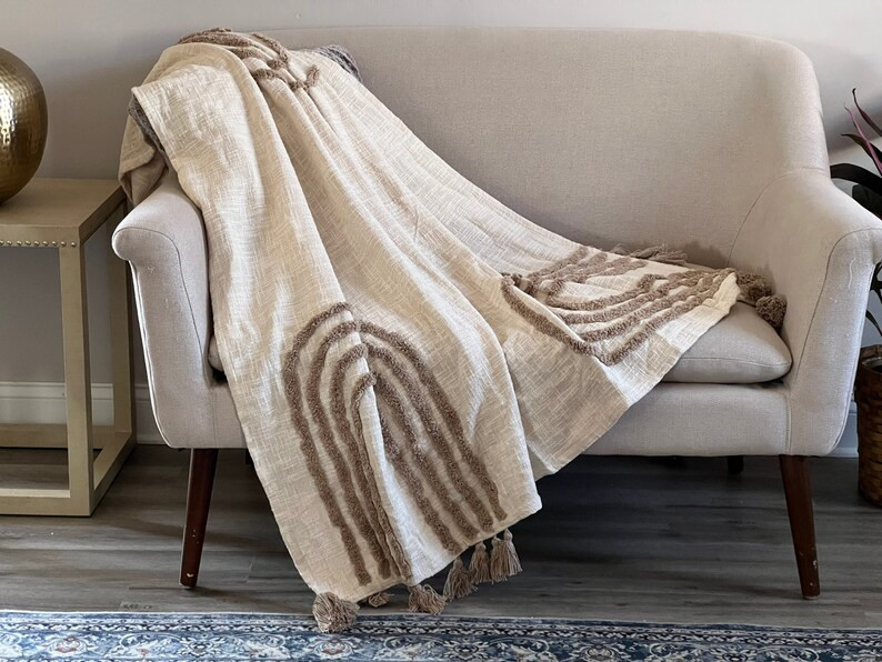 Handmade Gift, Mud Cloth Throw Blanket for Livingroom Decor, Decorative Blanket, Tufted Woven Bla... | Etsy (US)