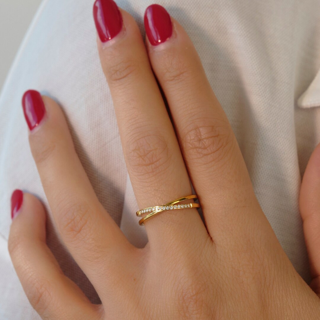 Minimalist Ring, Stackable Thin Delicate Simple Dainty Gold Ring Gift For Her Girlfriend Sister B... | Etsy (US)
