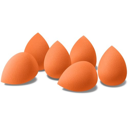 FACEMADE 6 PCS Makeup Sponges Set, Makeup Sponges for Foundation, Latex Free Beauty Sponges, Flawless for Liquid, Cream, and Powder, Super Soft Blending Sponge, Orange | Amazon (US)
