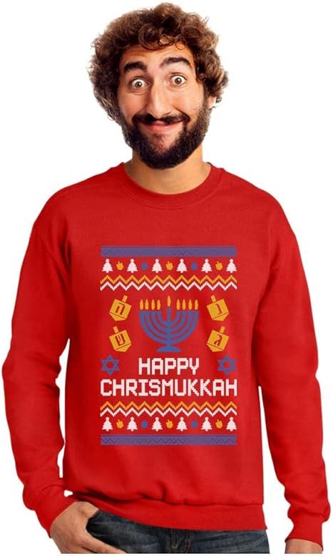 Tstars Happy Chrismukkah Sweatshirt Men Hannukah Sweater Style Jewish Sweatshirts | Amazon (US)