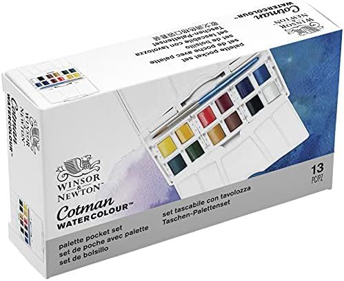 Winsor & Newton 390373 Cotman Water Colour Paint Pocket Plus Set, Set of 12, Half Pans | Amazon (US)