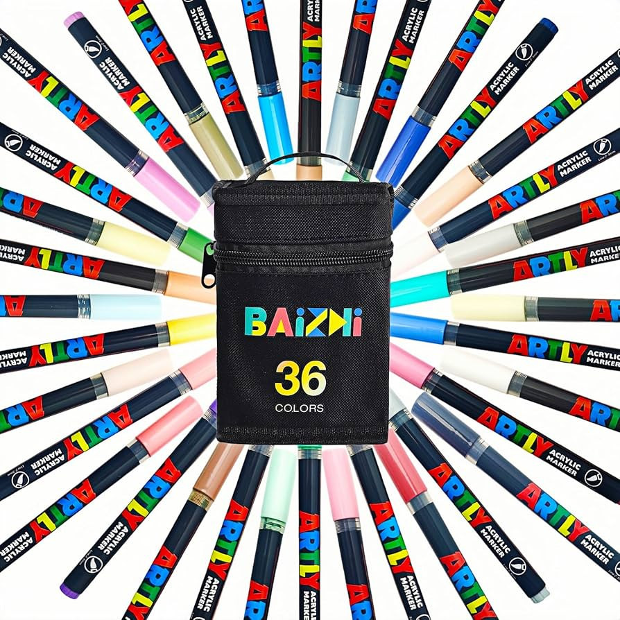 Acrylic Paint Markers Set with Bag, Direct-Liquid Ink Control System with Soft Tip, Acrylic Paint... | Amazon (US)