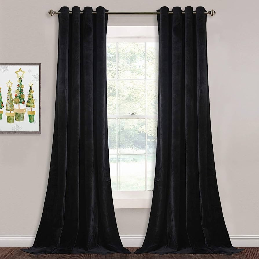 StangH Black Velvet Curtains 108 inches - Blackout Soft Luxury Velvet Panel Drapes for Bedroom Wi... | Amazon (US)