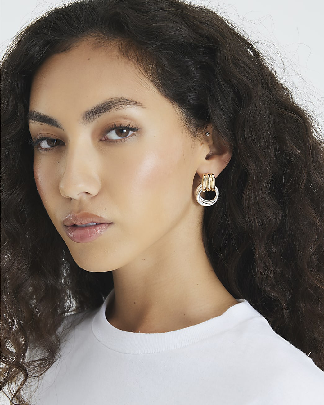 Mixed metal hoop earrings | River Island UK & IE