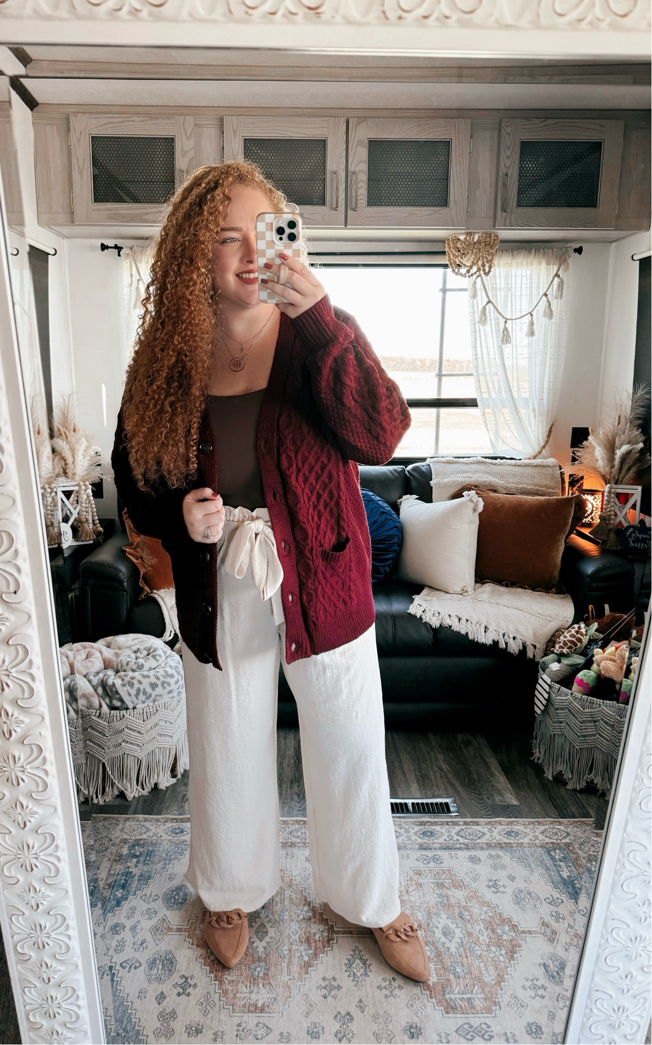 The perfect look for the office🤍office outfit | office style | office look | amazon office outfit | amazon office style | amazon office must haves | work wear | amazon work wear | work wear style | amazon work wear style | cardigan | amazon cardigan | amazon red cardigan  | amazon bodysuit | amazon brown bodysuit | dress pants | work pants | cream pants | cream dress pants | Amazon dress pants | Amazon work pants | mules | amazon mules | amazon finds | amazon fashion | amazon outfit | amazon look | fall office look | fall work wear look 

#LTKStyleTip #LTKMidsize #LTKWorkwear