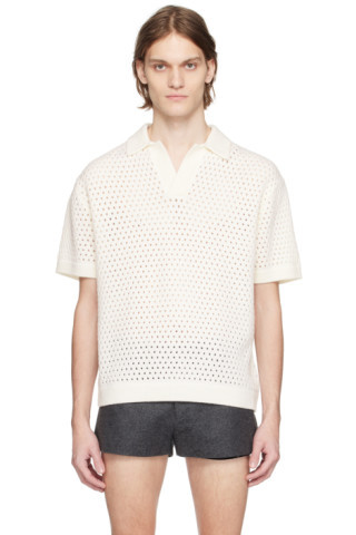 King & Tuckfield - Off-White Open Placket Polo | SSENSE