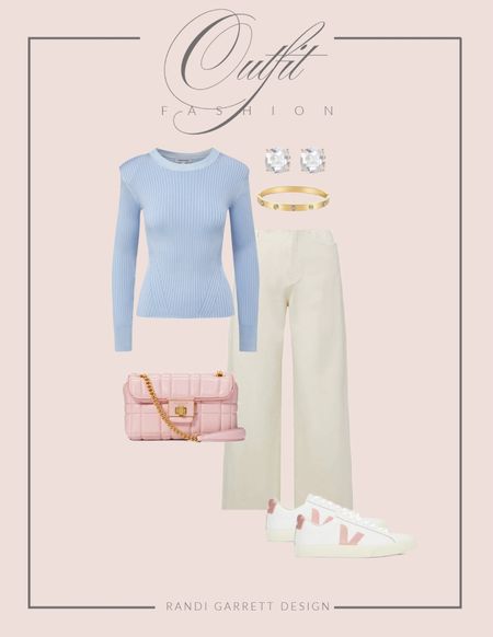 Outfit blue fitted sweater pink purse diamond studs 

#LTKSeasonal #LTKstyletip #LTKfindsunder50