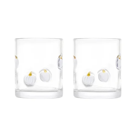 Thyme & Table 12 fl oz White Pumpkin Charm Drinking Glasses, Set of 2 | Walmart (US)