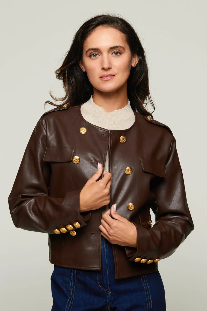 Laurel Faux Leather Military Jacket | Benaar La