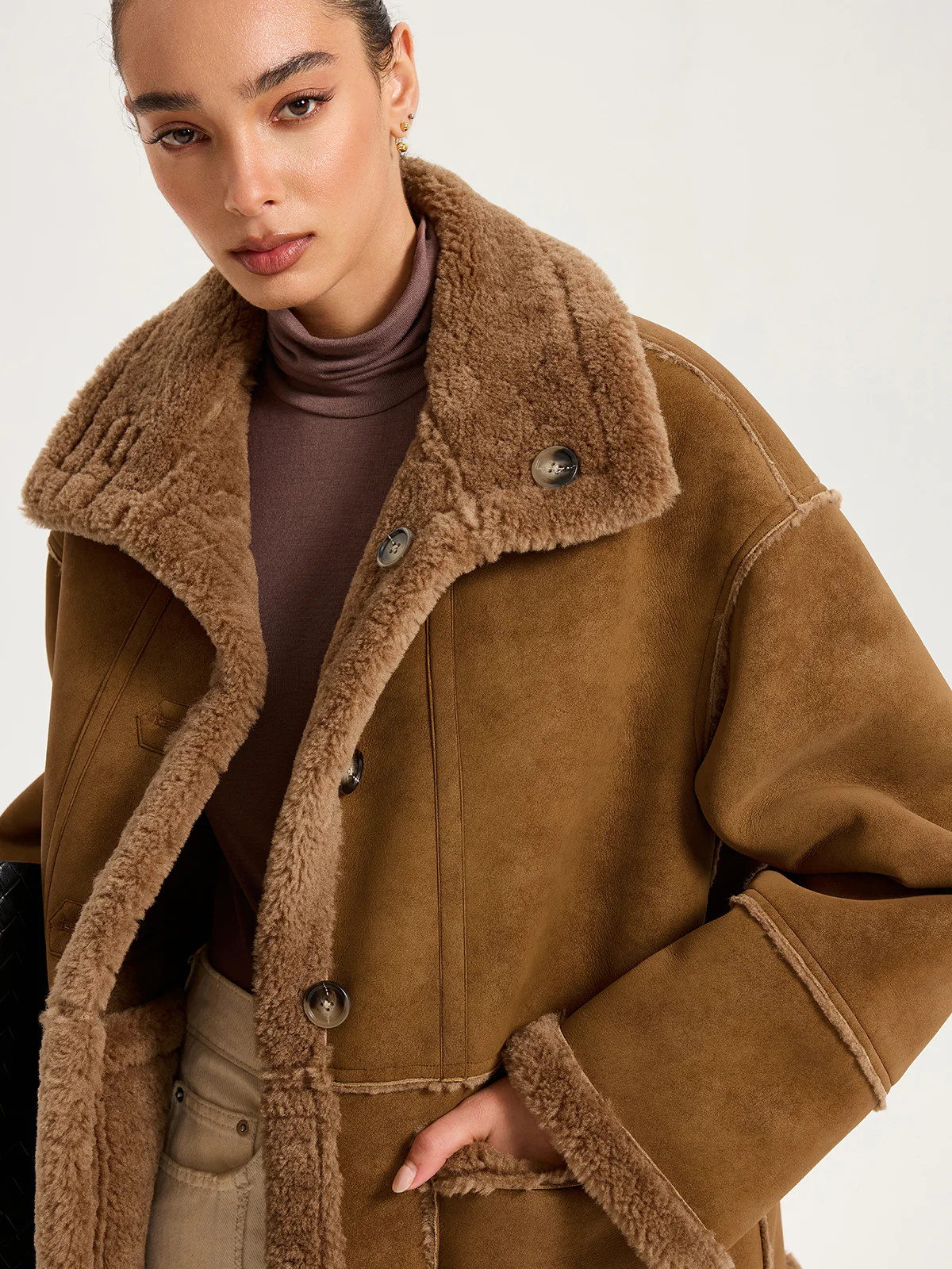 Reversible Shearling Collared Jacket | Commense