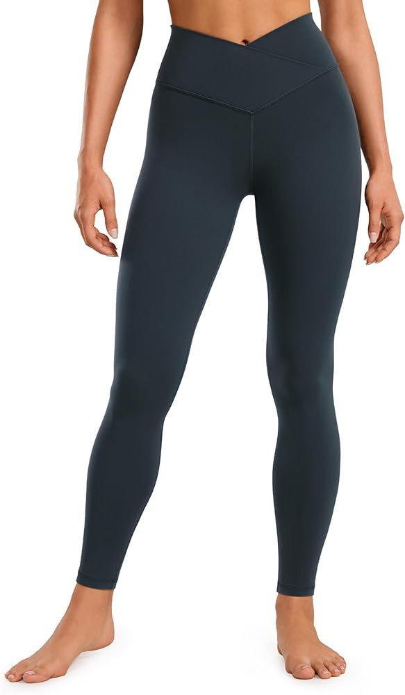 CRZ YOGA Womens Butterluxe Cross Waist Workout Leggings 28" - V Crossover High Waisted Gym Athlet... | Amazon (US)