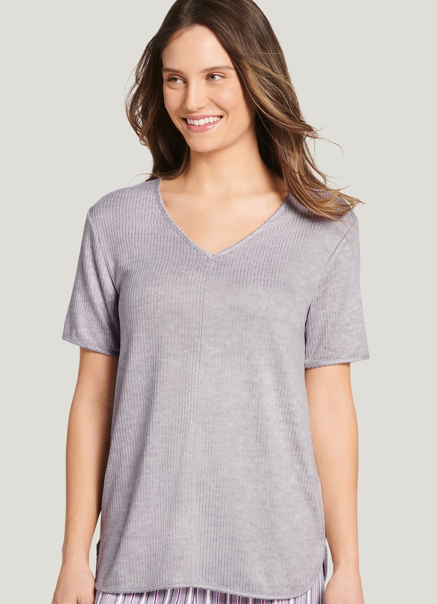 Jockey® Luxe Lounge Brushed Ribbed V-Neck Tee | Jockey