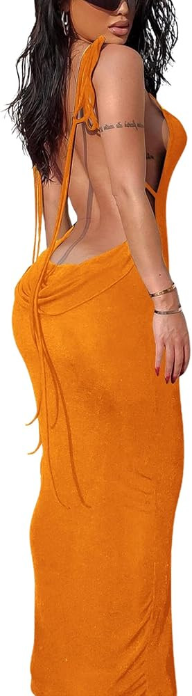 Doweha Women Backless Cowl Neck Cocktail Going Out Dress Halter Slip Long Semi Formal Party 2026 ... | Amazon (US)