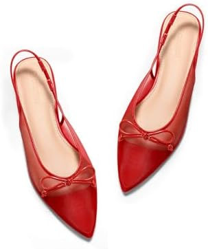 Coutgo Womens Slingback Flats Bow Closed Pointed Toe Mesh Ballet Flats Low Heel Sandals Dress Sho... | Amazon (US)
