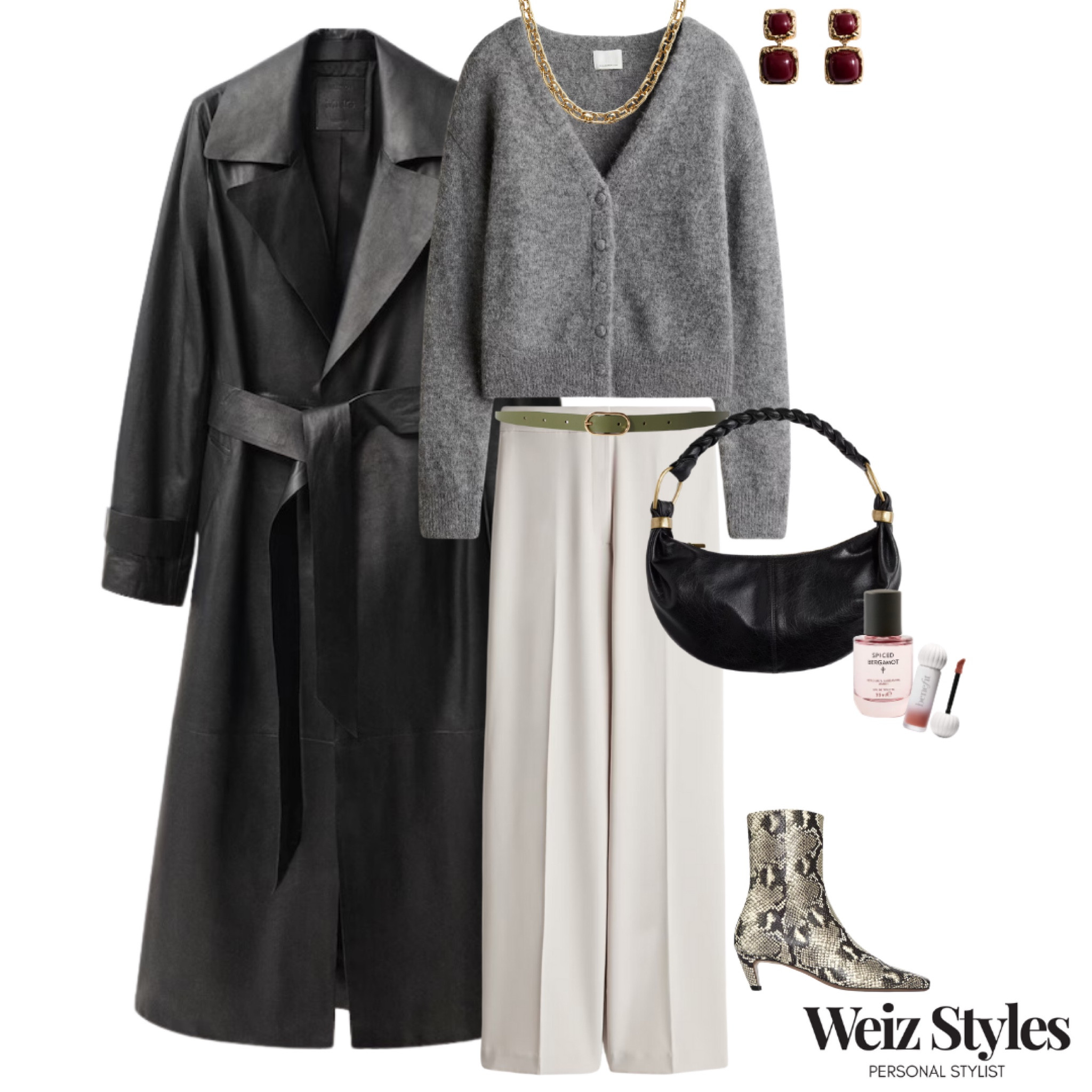 Workwear to weekend, this outfit takes you right through ✨ how fun are the snakeskin boots!? 😍

Head to www.weizstyles.com to find out how I can help you on your style journey 💖

Louise x

Personal stylist, styling, ootd, neutral aesthetic, London, Weiz styles, shopping, outfit of the day, uk, confident, handbag, bag, perfume, fragrance, lipstick, lip, elevate your style, feel good, flat lay, shopping, high street, designer, ltk, grey, boots, snakeskin, feel, kitten heel, heels, monochrome, pink lippy, fragrance, red and gold earrings, square, trench coat, leather, black, wrap coat, jacket, tens, trendy, cool, elevated, feminine, classic, chic, office, workwear, girly, brunch, smart casual, stylish, grey cardigan, green belt, gold chain necklace, tailored dream trousers, brunch, weekend vibes, womenswear 

#LTKworkwear #LTKstyletip #LTKuk