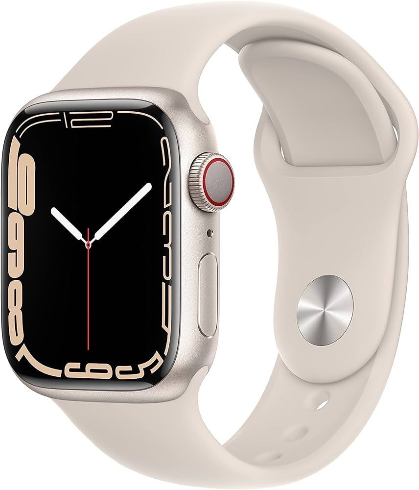 Apple Watch Series 7 (GPS + Cellular, 41MM) - Starlight Aluminum Case with Starlight Sport Band (... | Amazon (US)