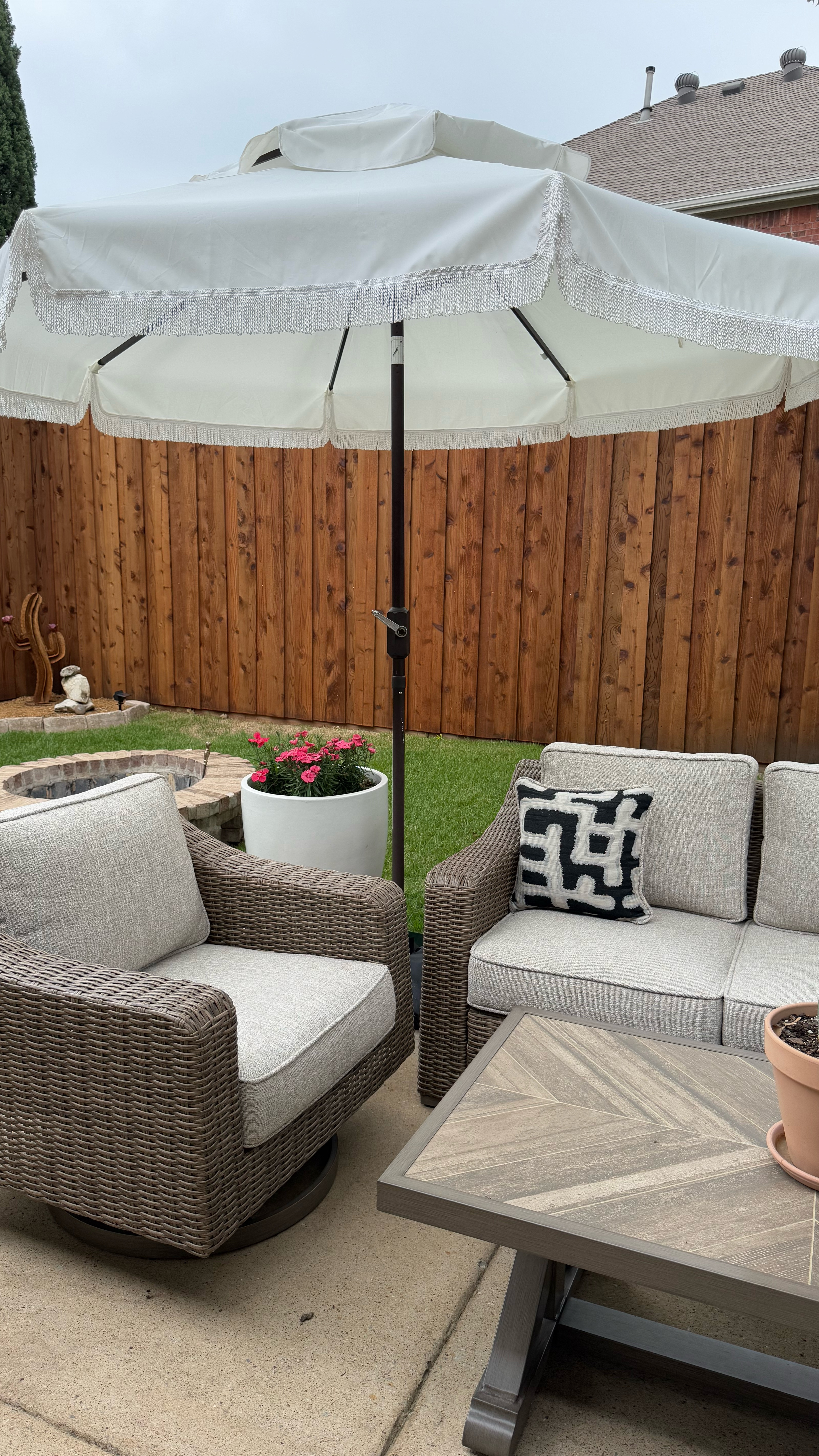 NEW patio furniture! All weather resin wicker handwoven over powder coated rust-proof aluminum frame.

#LTKFindsUnder50 #LTKSeasonal #LTKHome