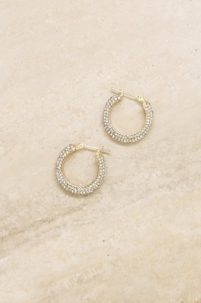Sparkle Bits Mini Crystal 18k Gold Plated Hoops | Ettika