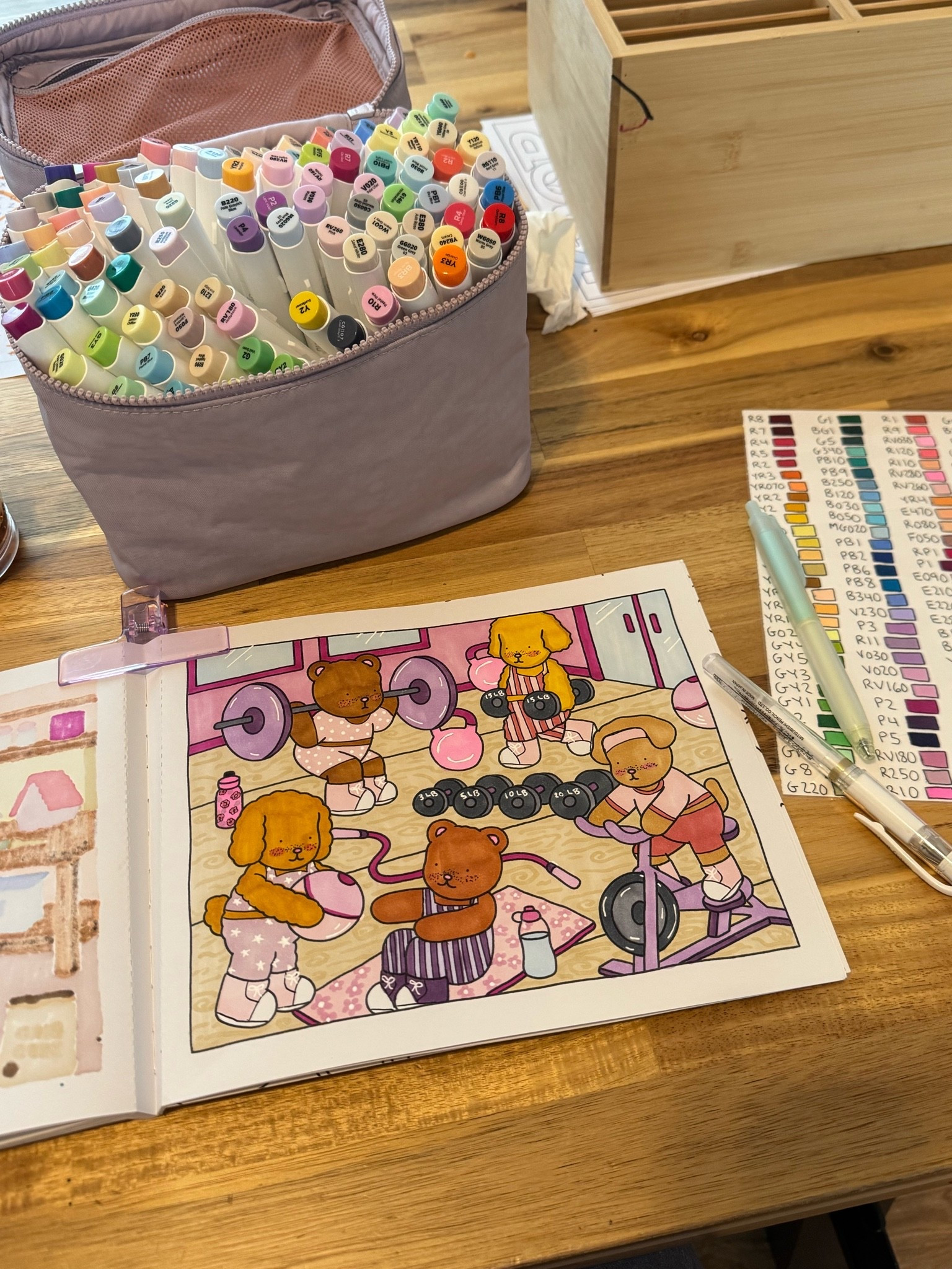 My coloring supplies
(Coloring book is from Bobbie Goods)