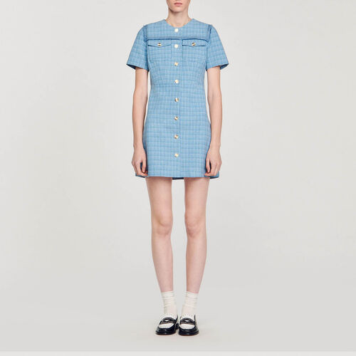 Short Buttoned Tweed Dress | Sandro US | Sandro-Paris US
