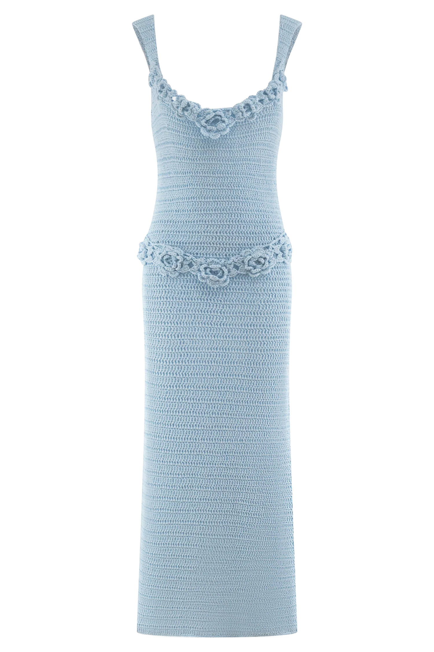 Teagan Floral Hand Crochet Midi Dress - Blue | MESHKI US
