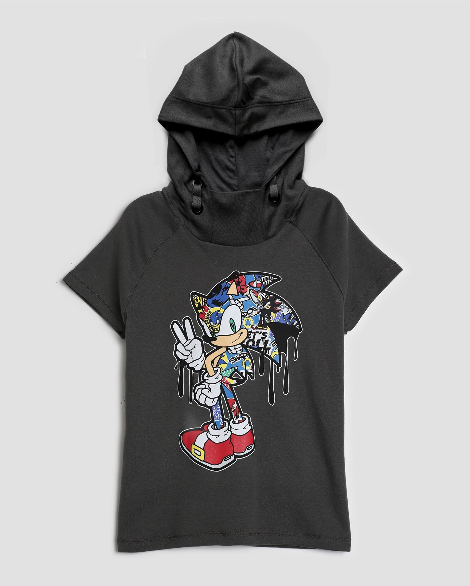 Camiseta infantil com capuz Sonic 4-10A cinza | SEGA | Riachuelo (BR)