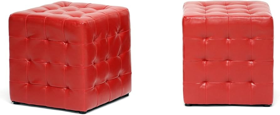 Baxton Studio Siskal Modern Cube Ottoman, Red, Set of 2 | Amazon (US)