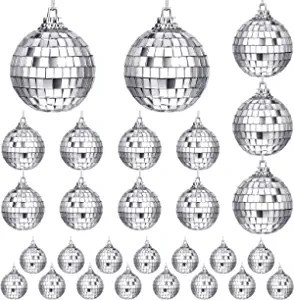 Sumind 28 Pieces Mirror Disco Ball 70s Reflective Mirror Ball Decorations 60s Balls with Fastenin... | Amazon (US)