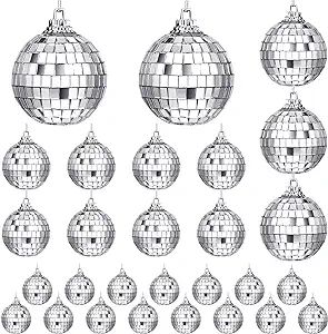 Sumind 28 Pieces Mirror Disco Ball 70s Reflective Mirror Ball Decorations 60s Balls with Fastenin... | Amazon (US)