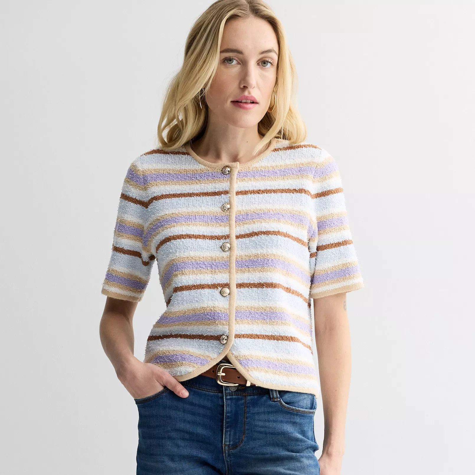 Women's Nine West Texture Elbow Sleeve Sweater | Kohl's