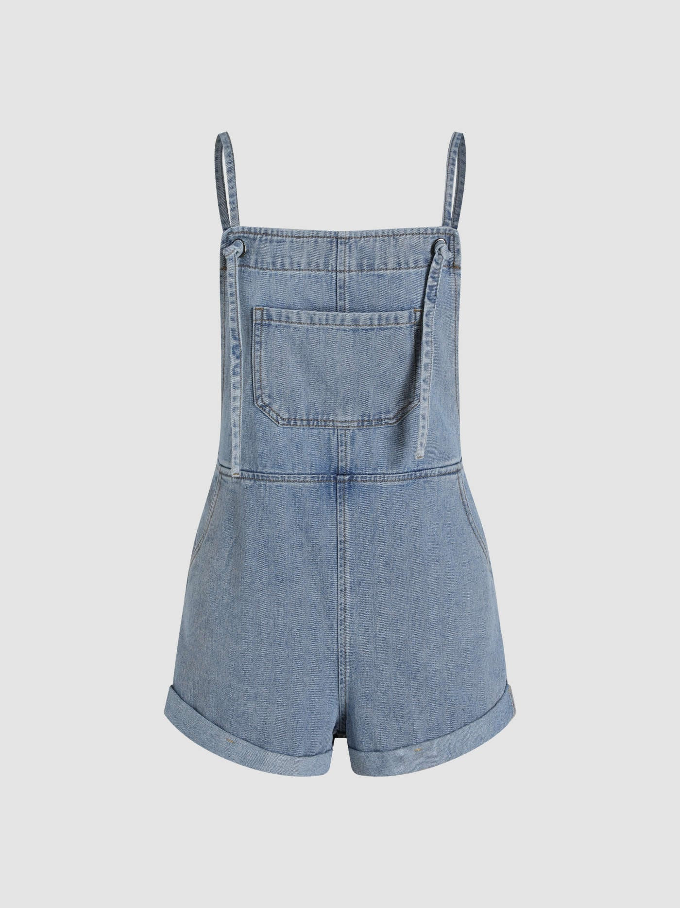 Western Outfits denim Denim Denim Pocket Ultra Short Romper For School Daily Casual | Cider