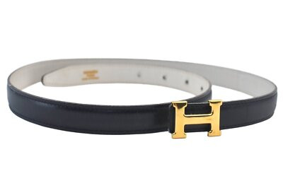 Authentic HERMES Constance Leather Belt Size 70cm 27.6" Black White 8899L | eBay US