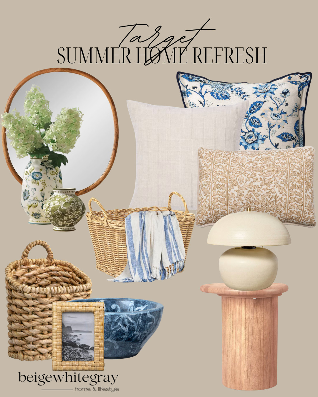 Target home finds, summer home refresh, coastal traditional decor, blue floral pillows, woven baskets, neutral summer decor, target decor finds, summer decorating ideas, organic modern decor, home refresh inspiration, cozy luxury home, elevated home styling, neutral aesthetic decor, designer inspired home finds, timeless summer decor

#LTKSeasonal #LTKHome