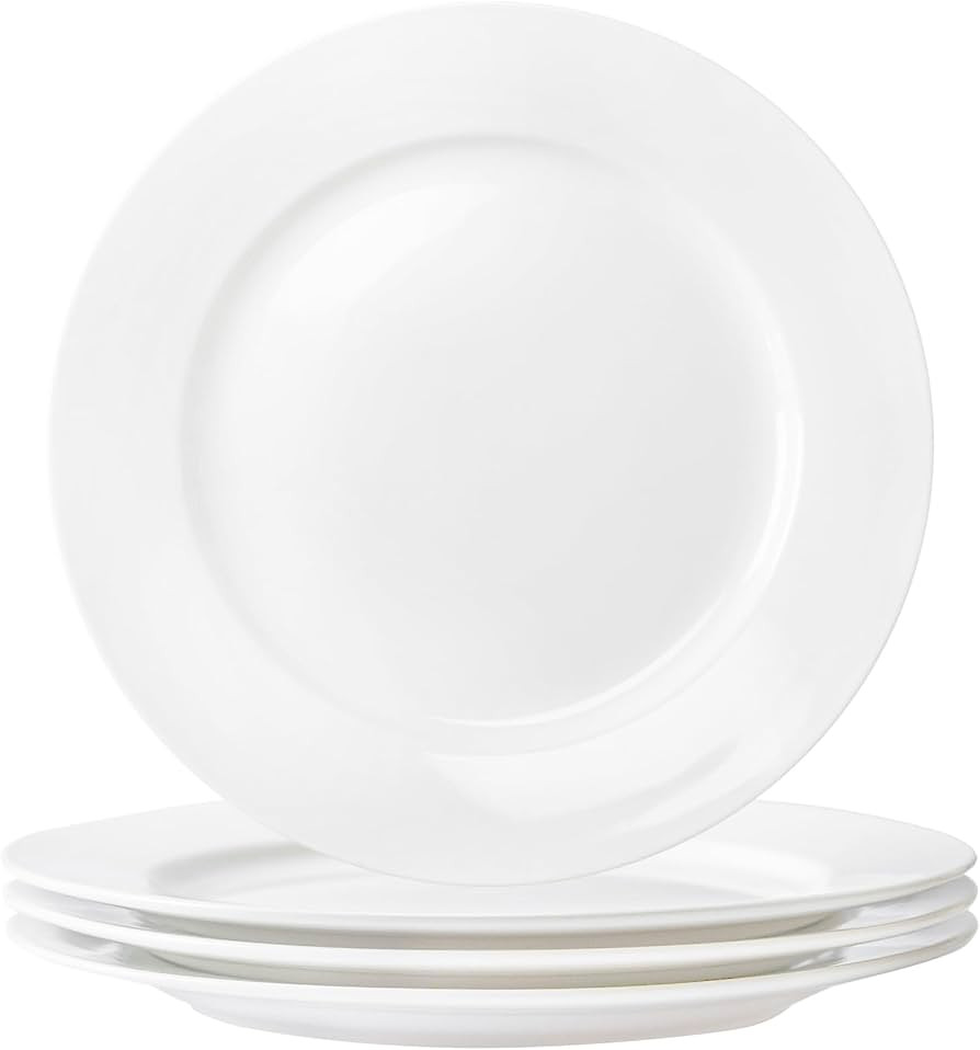 White Ceramic Dinner Plates Set of 4, 12 Inch Large Porcelain Dinner Plates for Salad, Pasta, and... | Amazon (US)