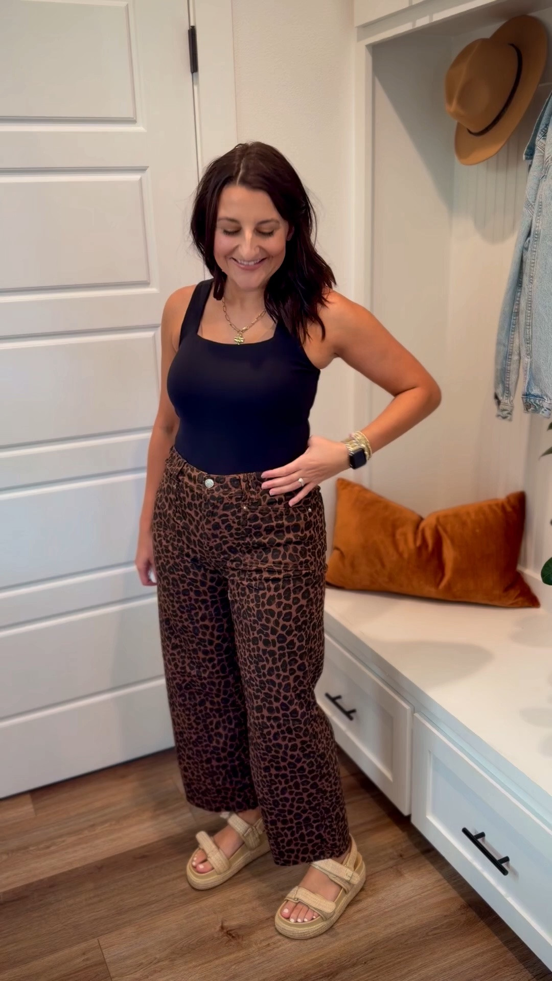 Stretchy cheetah jeans? Yes please! Wearing a size 6! 
5’1, 128 pounds for reference!

#LTKPetite #LTKootd