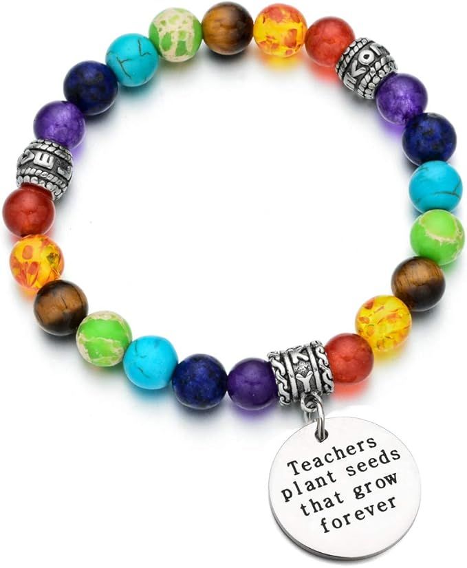 Teacher Appreciation Gifts Bracelets 7 Chakra Healing Beads Bracelet Graduation Jewelry for Teach... | Amazon (US)