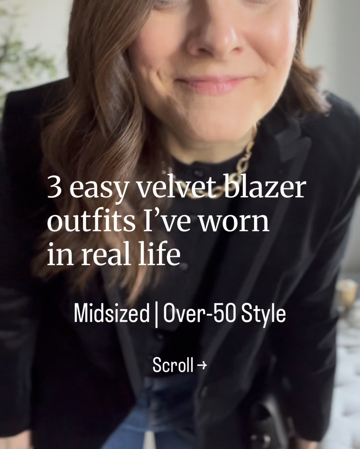 A black velvet blazer is a classic and it is so easy to keep it looking fresh with a few simple styling choices. It is a great piece for a Christmas capsule wardrobe because you can pull it out year after year. I like to layer it over a ruffle neck blouse with a sweater shell and pointy toe heels or ankle boots or keep it simple with a solid black sweater and heels or boots or a black cardigan and black patent loafers.

This velvet blazer and green sweater vest are old from J.Crew Factory, and I linked similar options.
For the flare jeans from Gap, size up. I am wearing the short length at 5’6” to wear them with flat shoes. The cropped wide leg jeans are sold out. #LTKCyberWeek 

#LTKOver40 #LTKHoliday