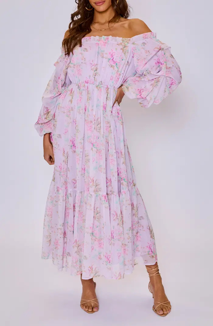 Meadow Floral Off the Shoulder Long Sleeve Maxi Dress | Nordstrom