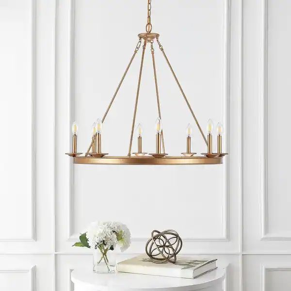 Safavieh Fauna 8Lt Chandelier - 34" x 34" x 33.5-105.5" - Gold | Bed Bath & Beyond