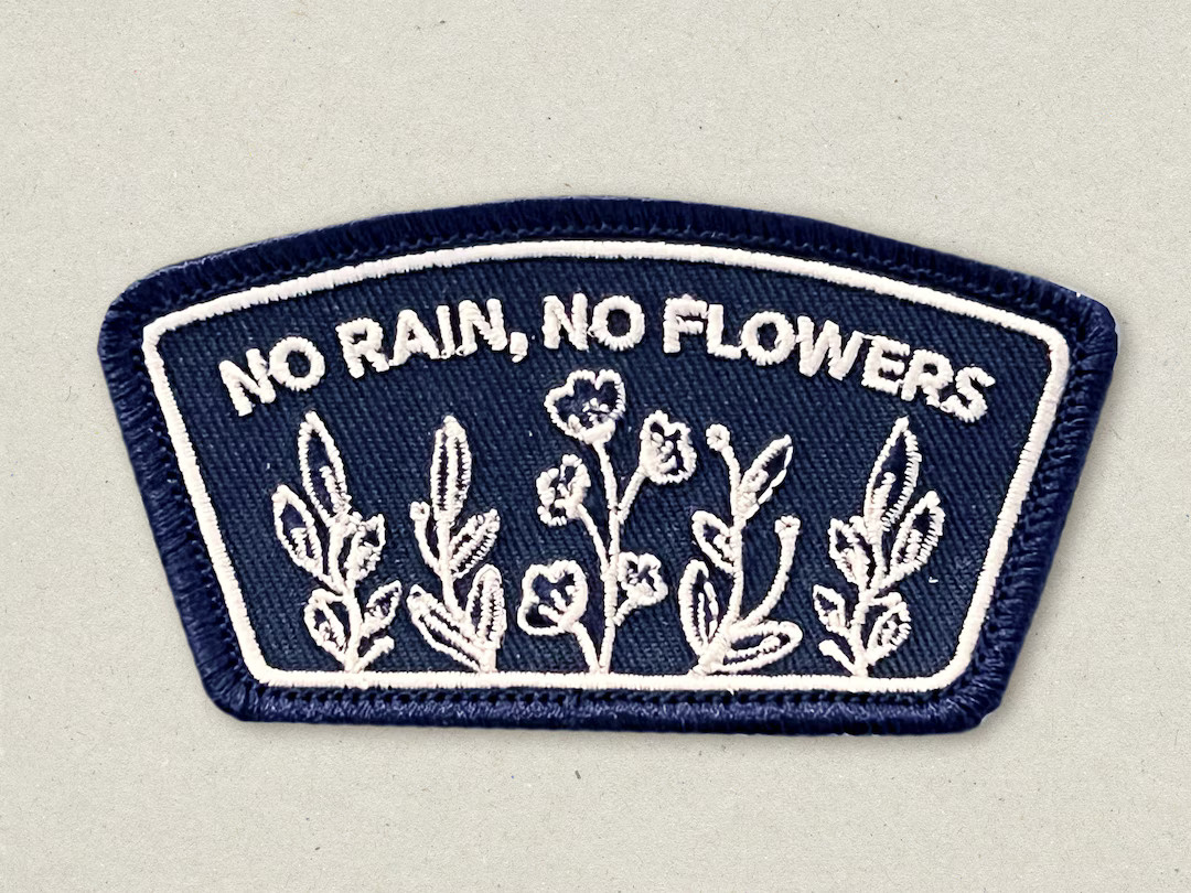 No Rain, No Flowers Embroidered Iron-on Patch - Etsy | Etsy (US)