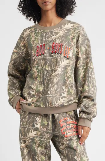 BOYS LIE Kara 1-800-Manhunt Camo Cotton Blend Sweatshirt in Multi at Nordstrom Rack, Size X-Small/small | Nordstrom Rack